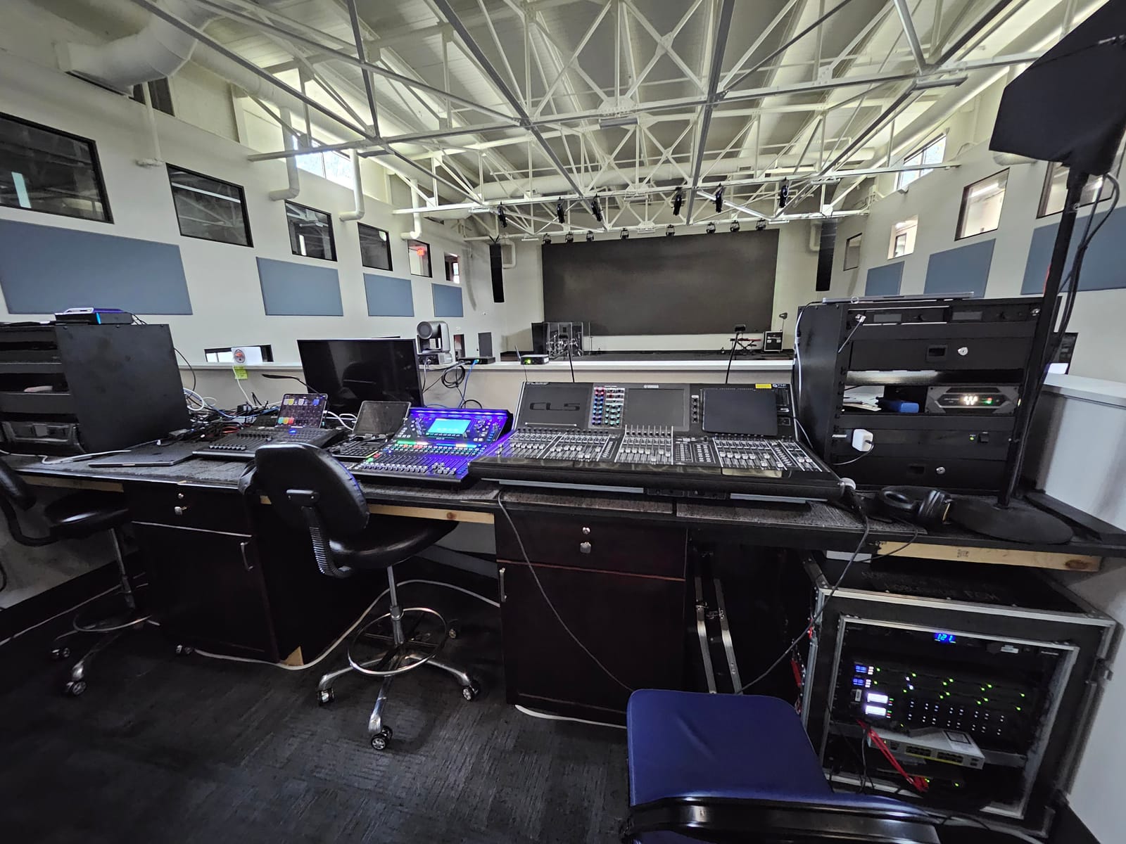 Pro-AV equipment rack installed at The Farm conference center